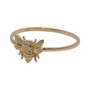 WHITE LOTUS Gold 14kt Gold Petite Diamond Bee Ring